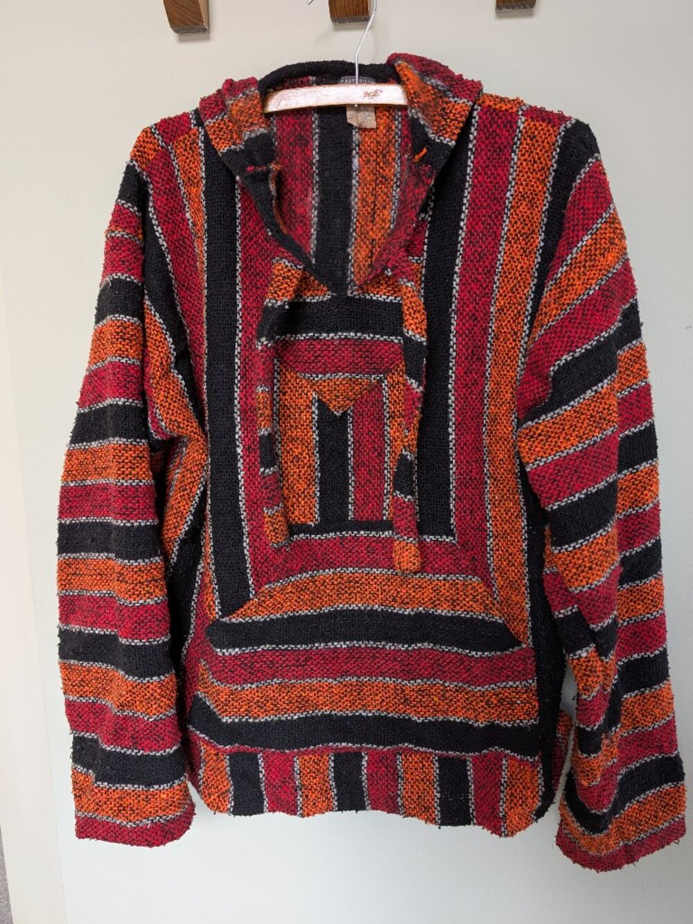 Earthbound Trading Baja Hoodie Cotton Red Orange Black Large